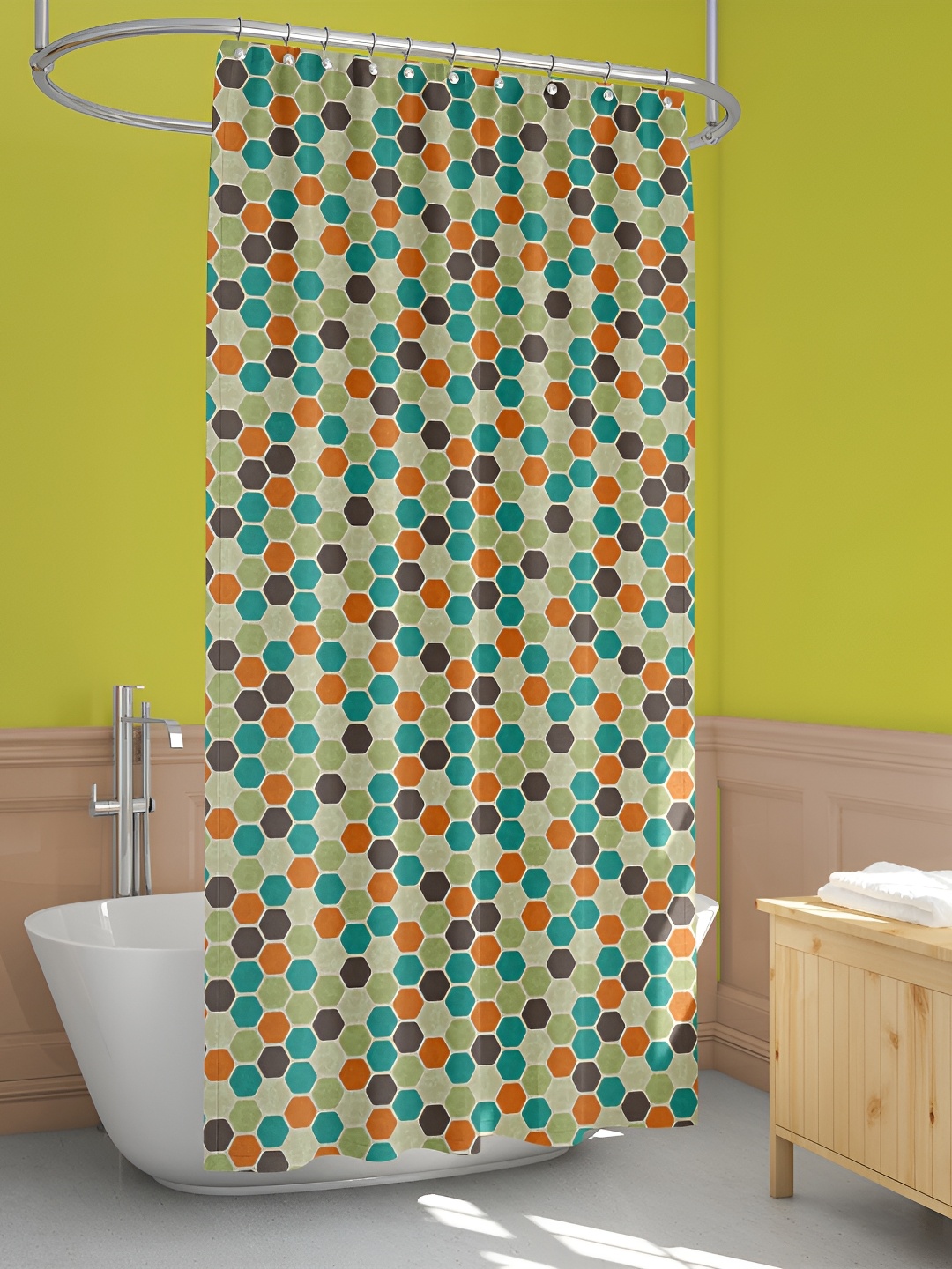 

ArtzFolio Green & Red Printed Waterproof Shower Curtains