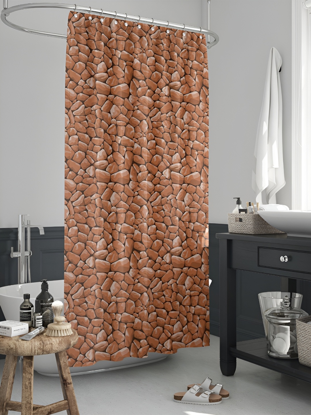

ArtzFolio Brown & Black Printed Waterproof Shower Curtains