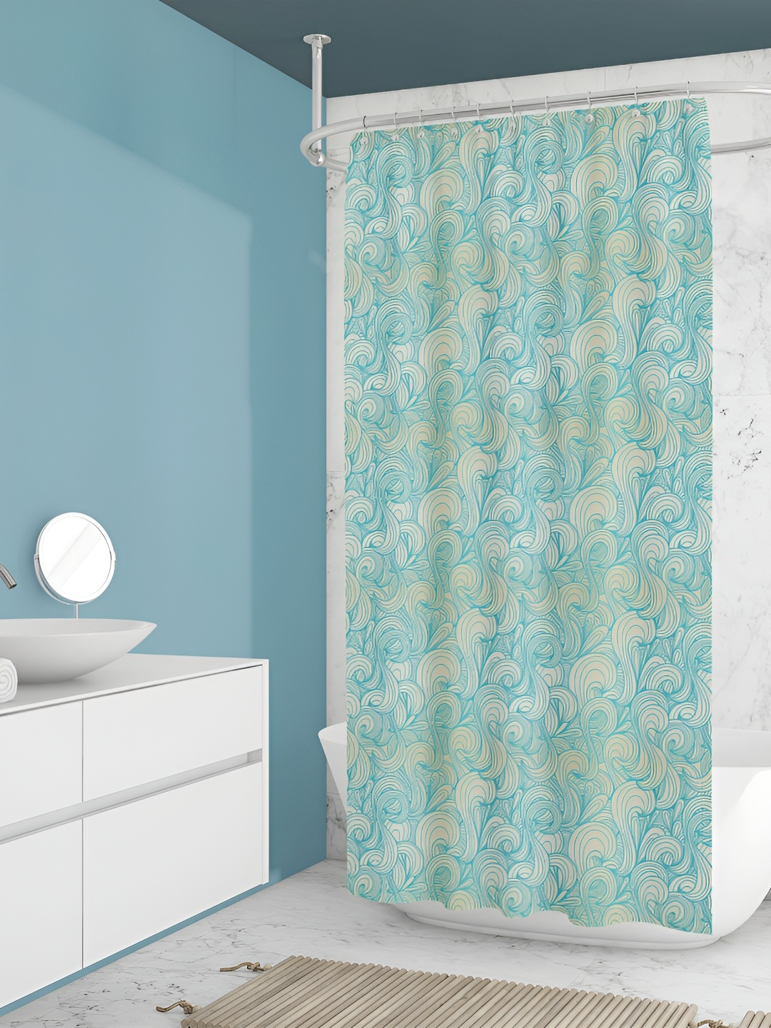 

ArtzFolio Blue Printed Waterproof Shower Curtains