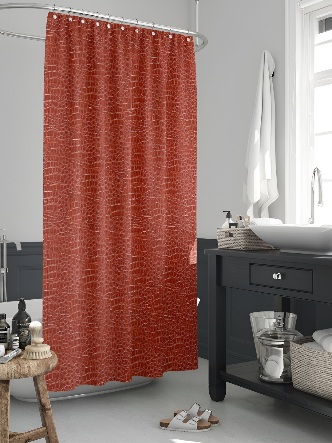 

ArtzFolio Red Printed Waterproof Shower Curtain