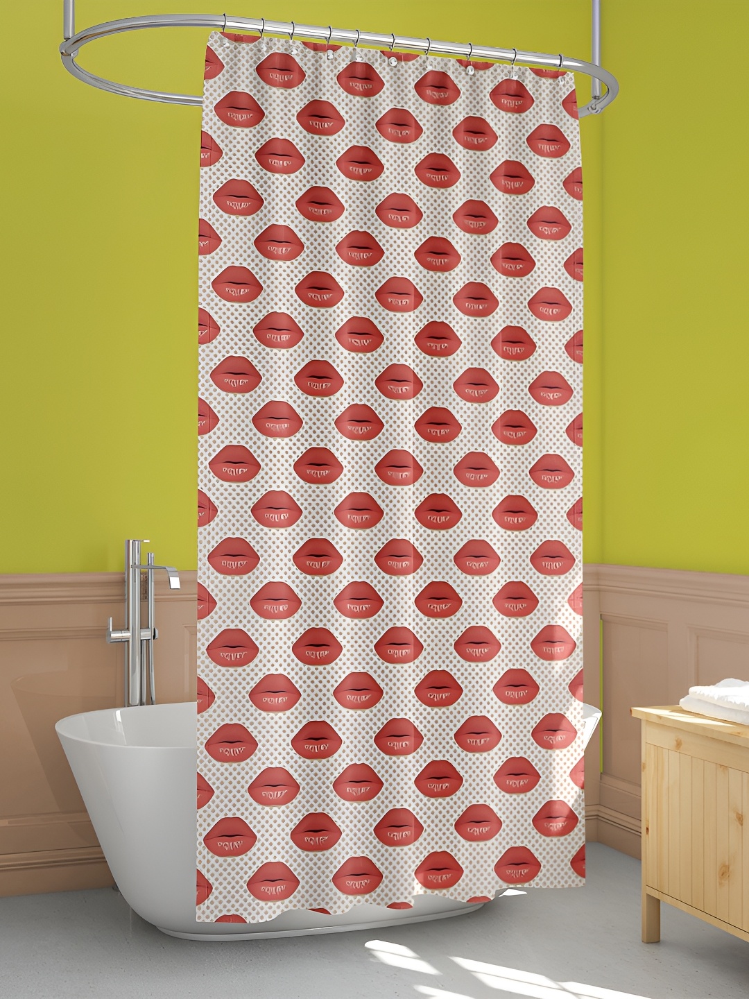 

ArtzFolio White & Red Printed Waterproof Shower Curtain