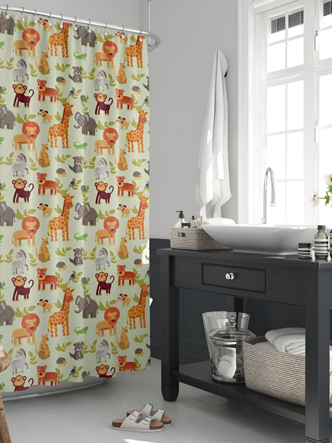 

ArtzFolio Yellow & Green Printed Waterproof Shower Curtains