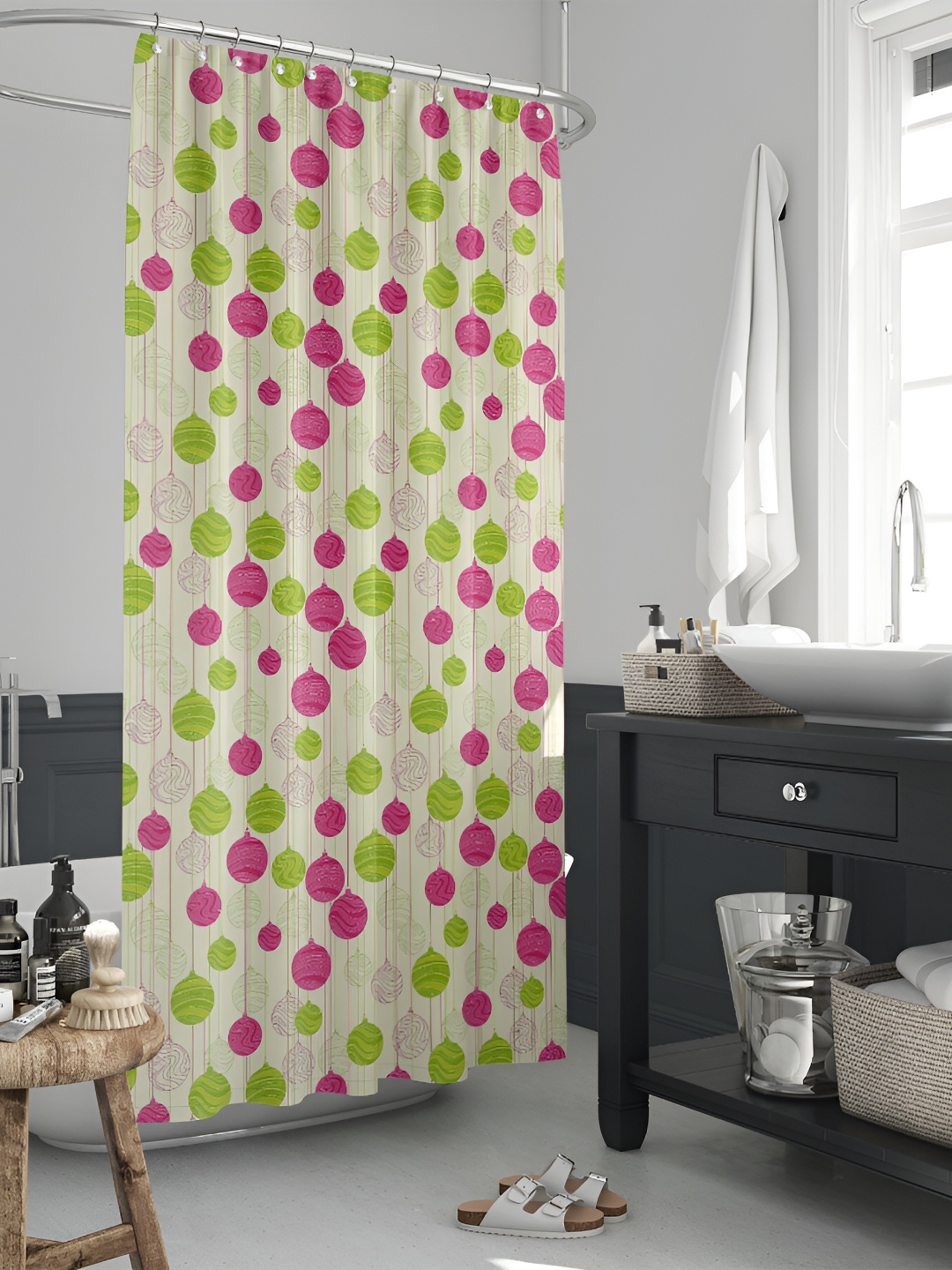 

ArtzFolio Beige & Green Balloon Printed Waterproof Shower Curtains