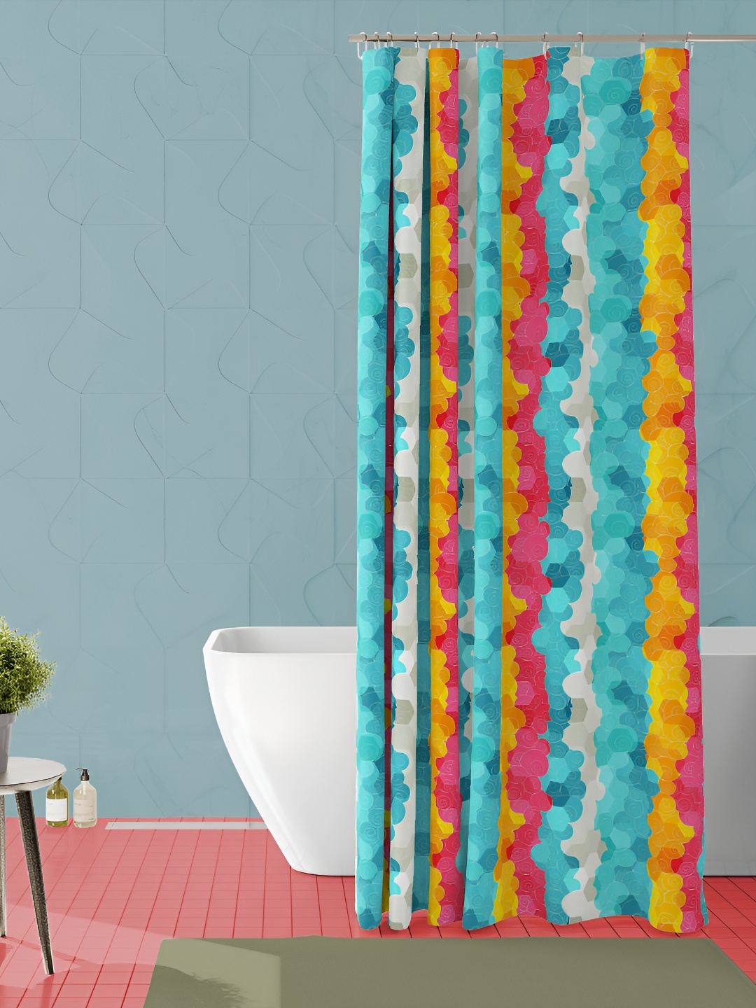 

ArtzFolio Blue & Red Printed Waterproof Shower Curtain