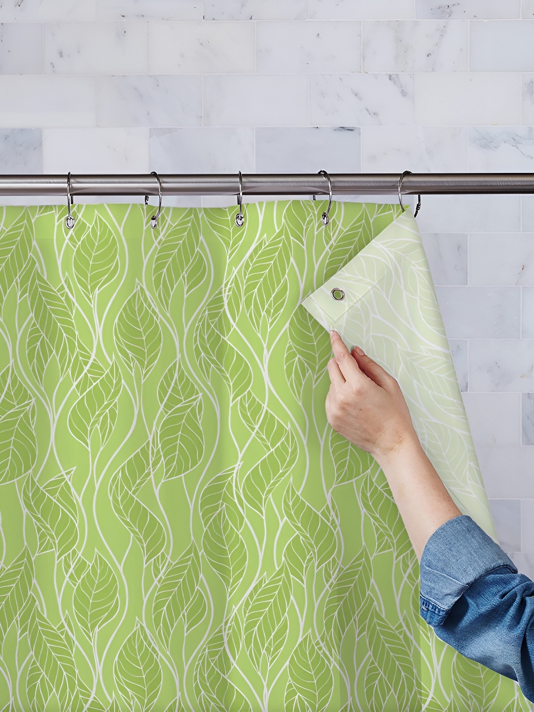 

ArtzFolio Green Printed Waterproof Shower Curtains