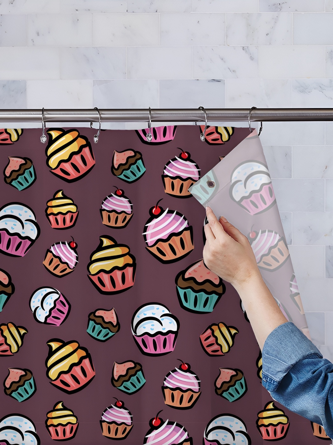 

ArtzFolio Brown & Pink Printed Waterproof Shower Curtains