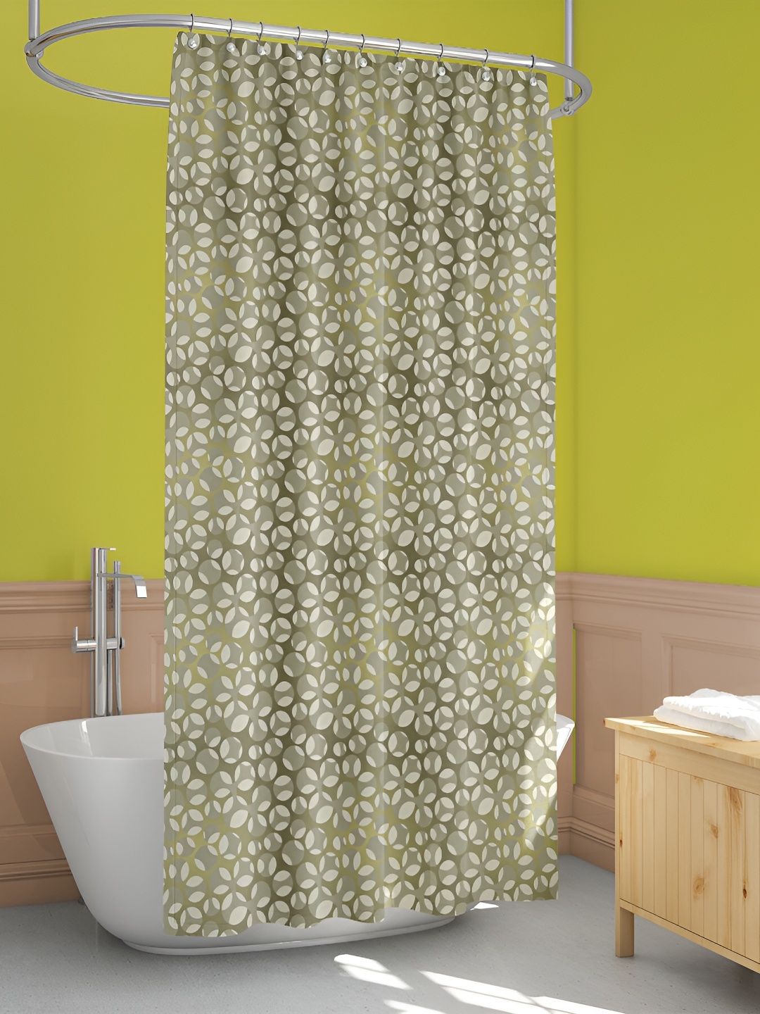 

ArtzFolio Green & White Printed Waterproof Shower Curtains