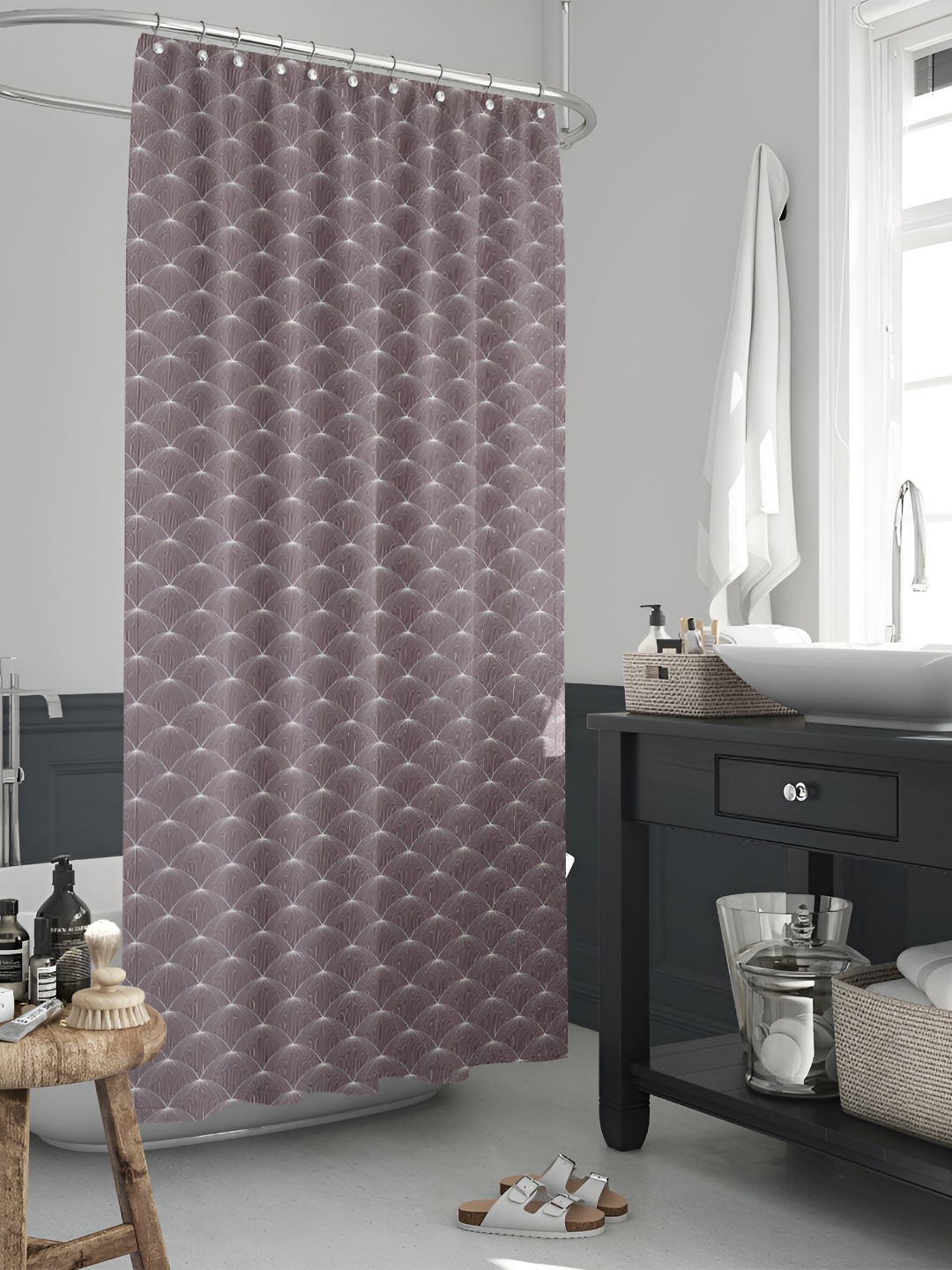 

ArtzFolio Mauve & White Printed Waterproof Shower Curtains