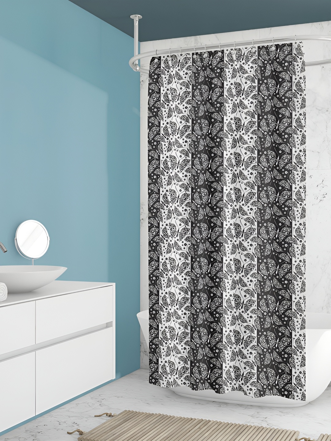 

ArtzFolio White & Black Printed Waterproof Shower Curtains