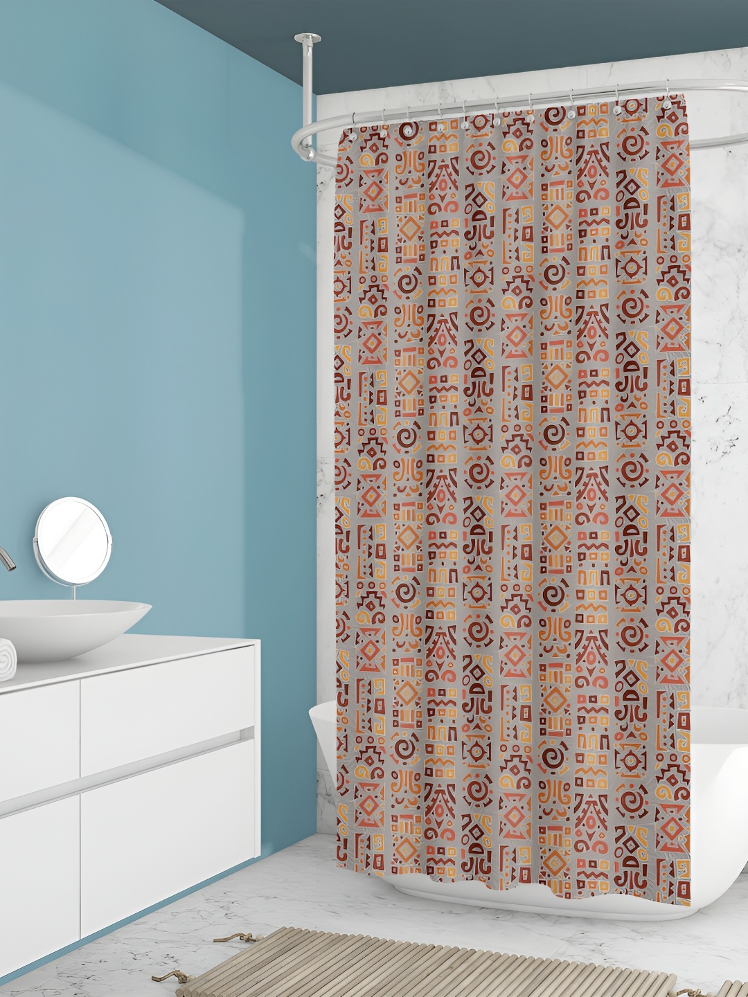 

ArtzFolio Grey & Brown Printed Waterproof Shower Curtains