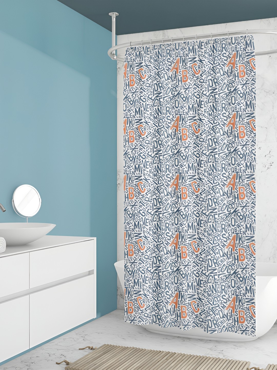 

ArtzFolio White & Grey Printed Waterproof Shower Curtains