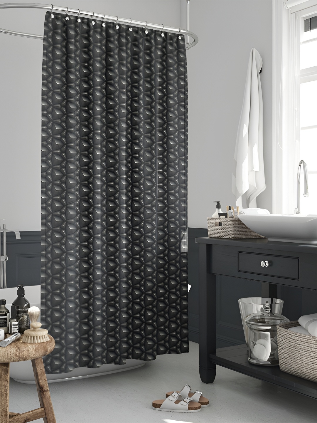 

ArtzFolio Black Printed Waterproof Shower Curtains