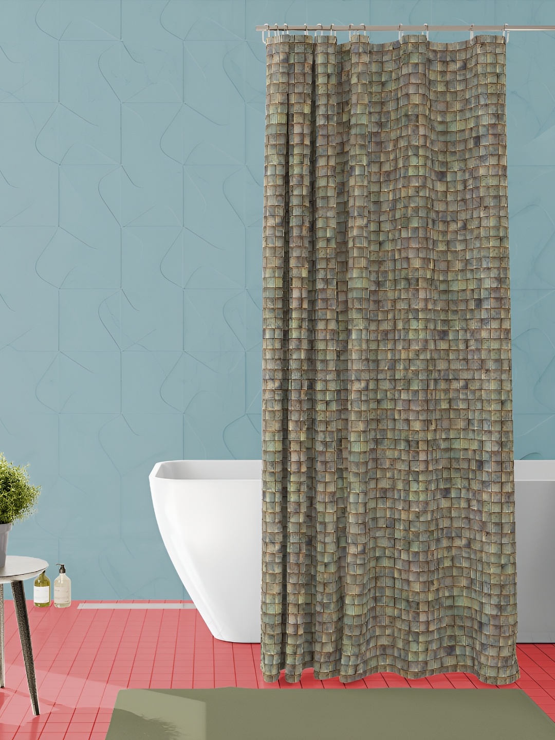 

ArtzFolio Beige & Grey Printed Waterproof Shower Curtains