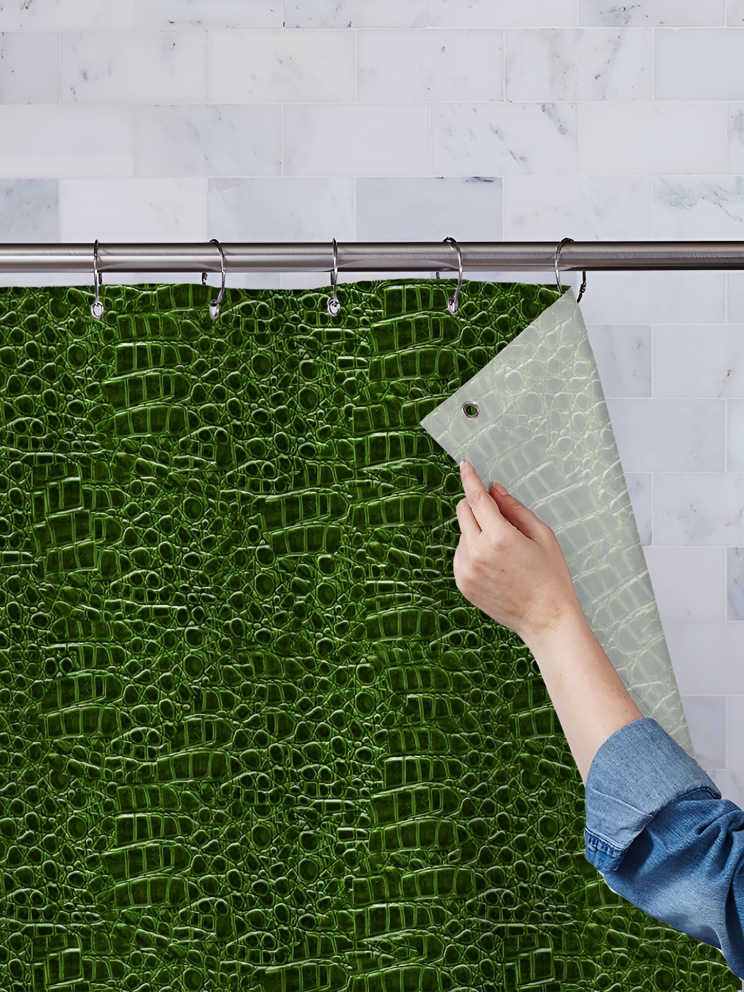

ArtzFolio Green Printed Waterproof Shower Curtains