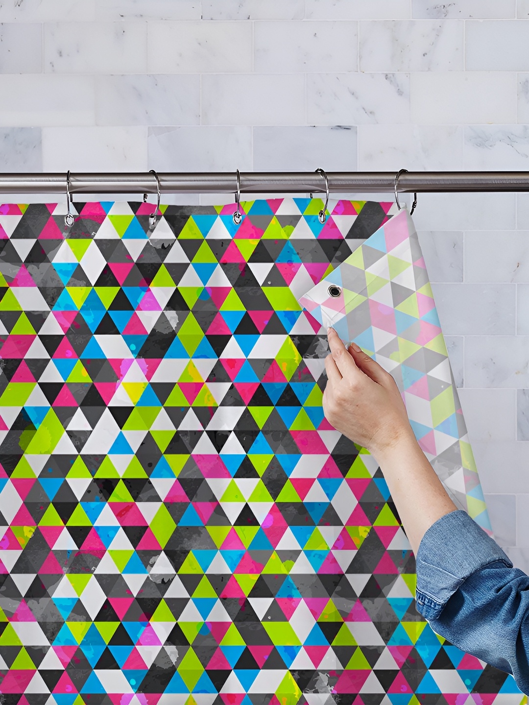 

ArtzFolio Black & Pink Printed Waterproof Shower Curtains