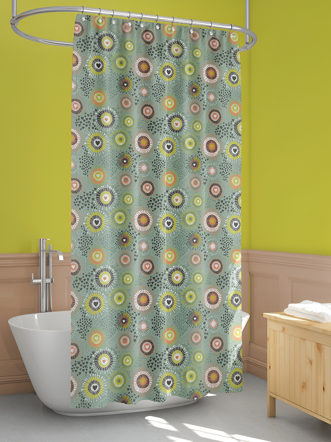 

ArtzFolio Yellow & Green Printed Waterproof Shower Curtains