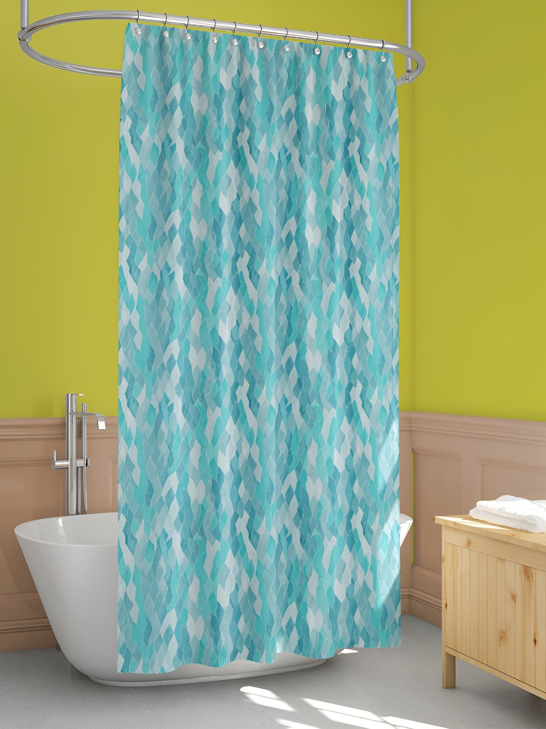 

ArtzFolio Blue & White Printed Waterproof Shower Curtain