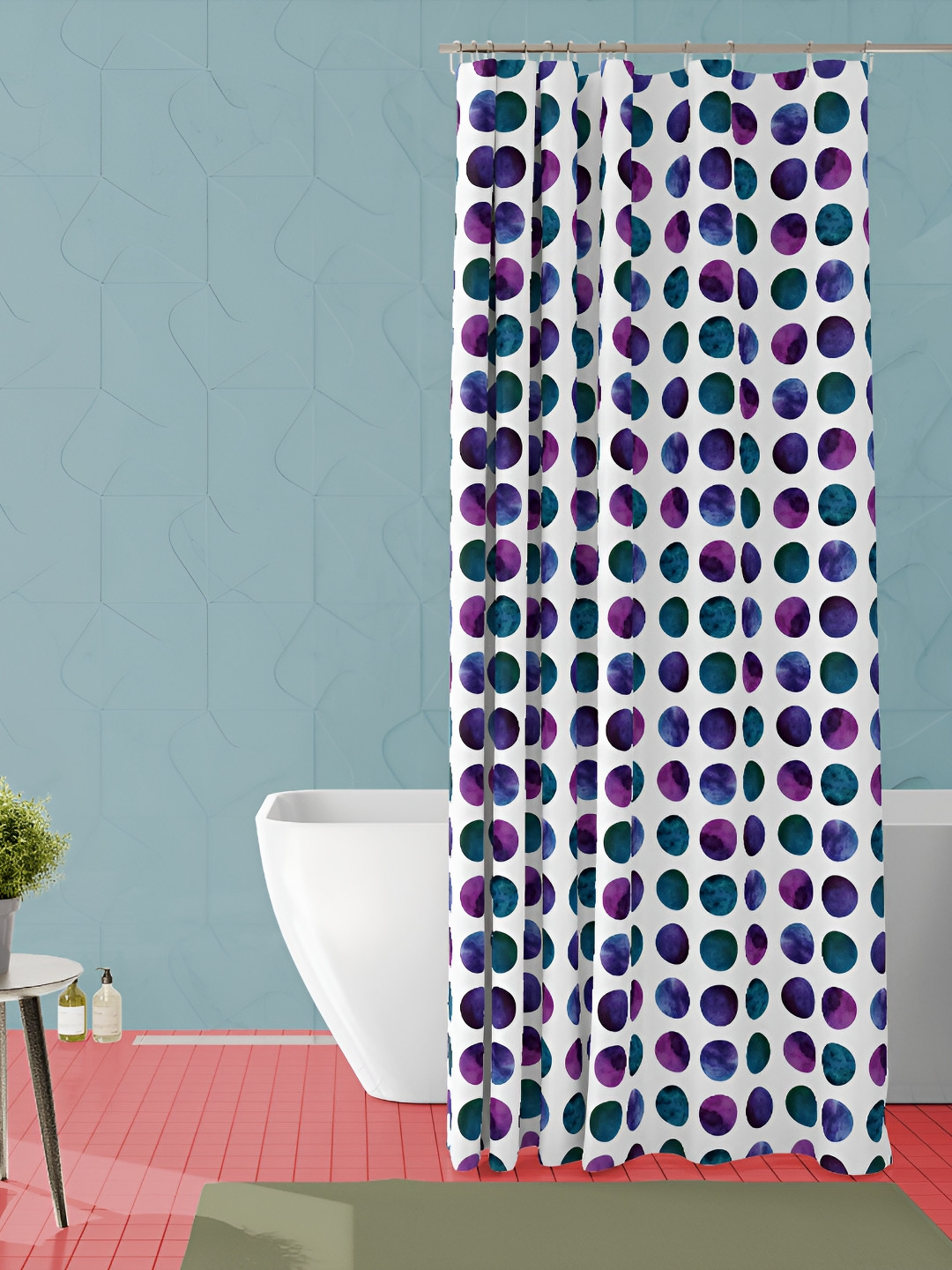 

ArtzFolio White & Blue Printed Waterproof Shower Curtains
