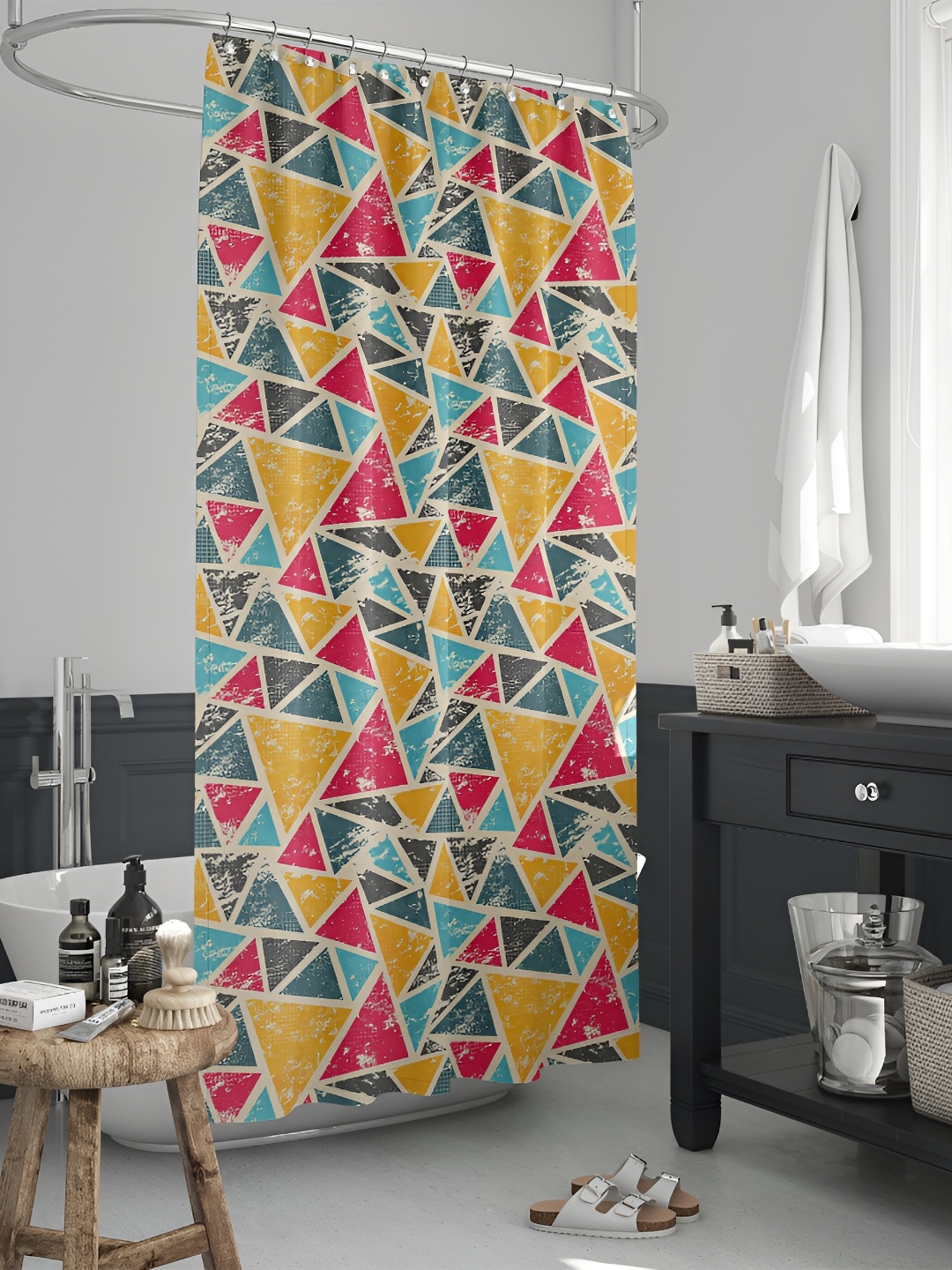 

ArtzFolio Yellow & Pink Printed Waterproof Shower Curtains
