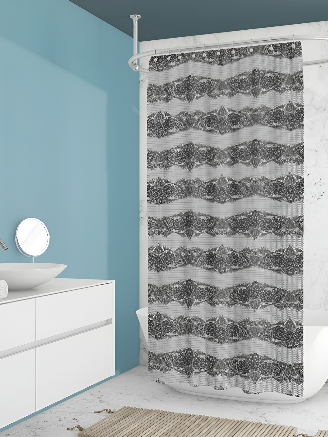 

ArtzFolio Grey & Black Printed Waterproof Shower Curtains
