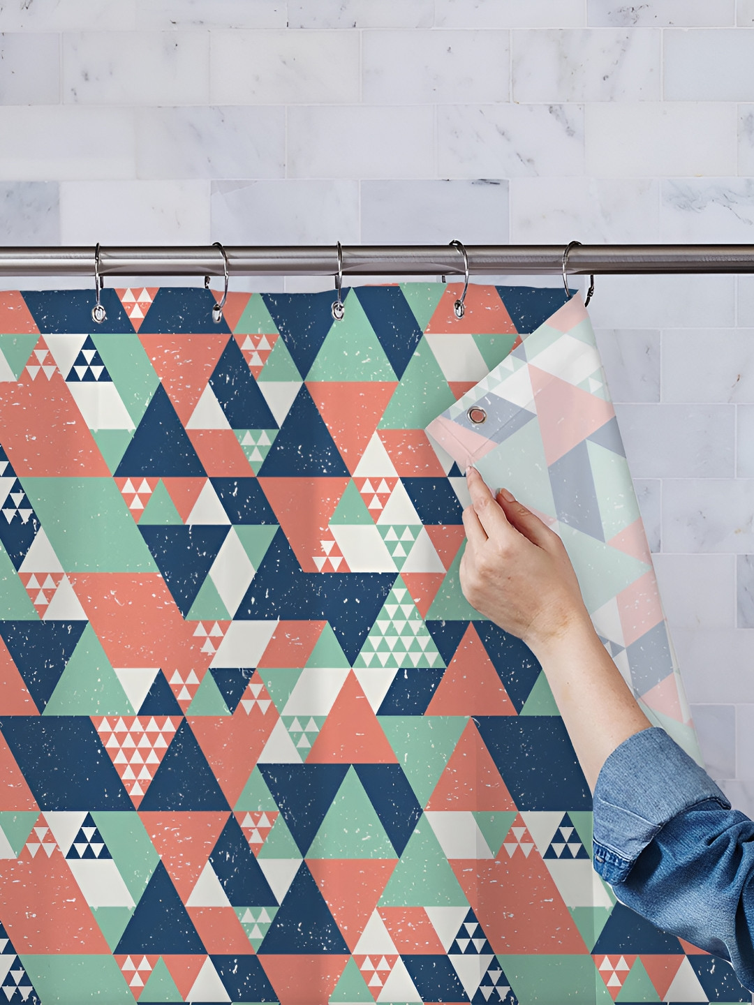 

ArtzFolio Green & Blue Printed Waterproof Shower Curtains