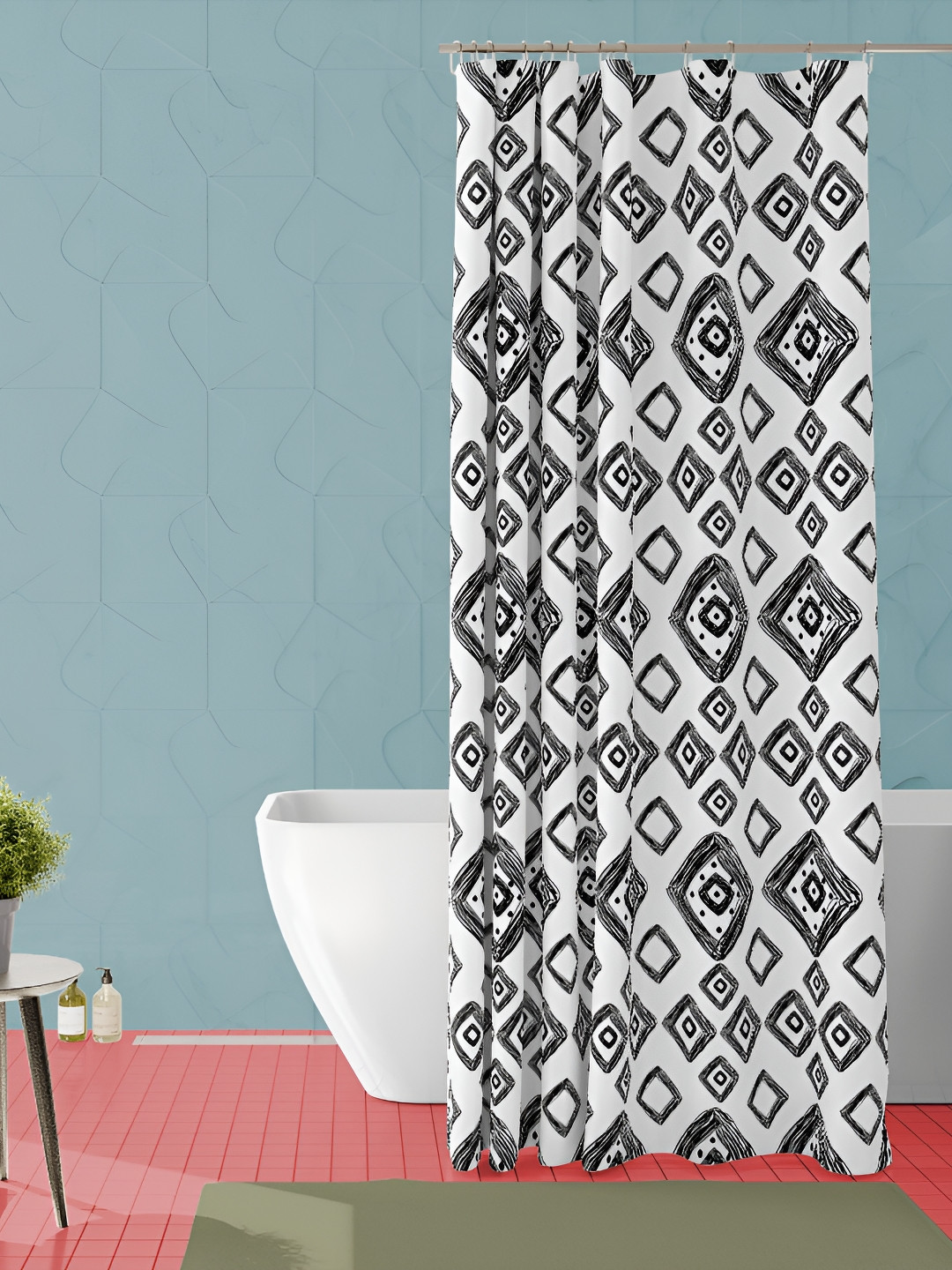 

ArtzFolio White & Black Printed Waterproof Shower Curtains