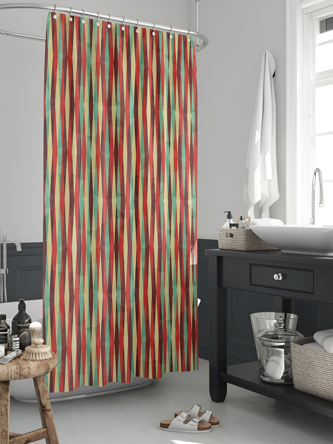 

ArtzFolio Red & Green Printed Waterproof Shower Curtain