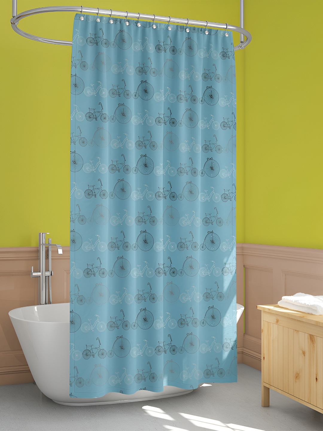 

ArtzFolio Blue Printed Waterproof Shower Curtains