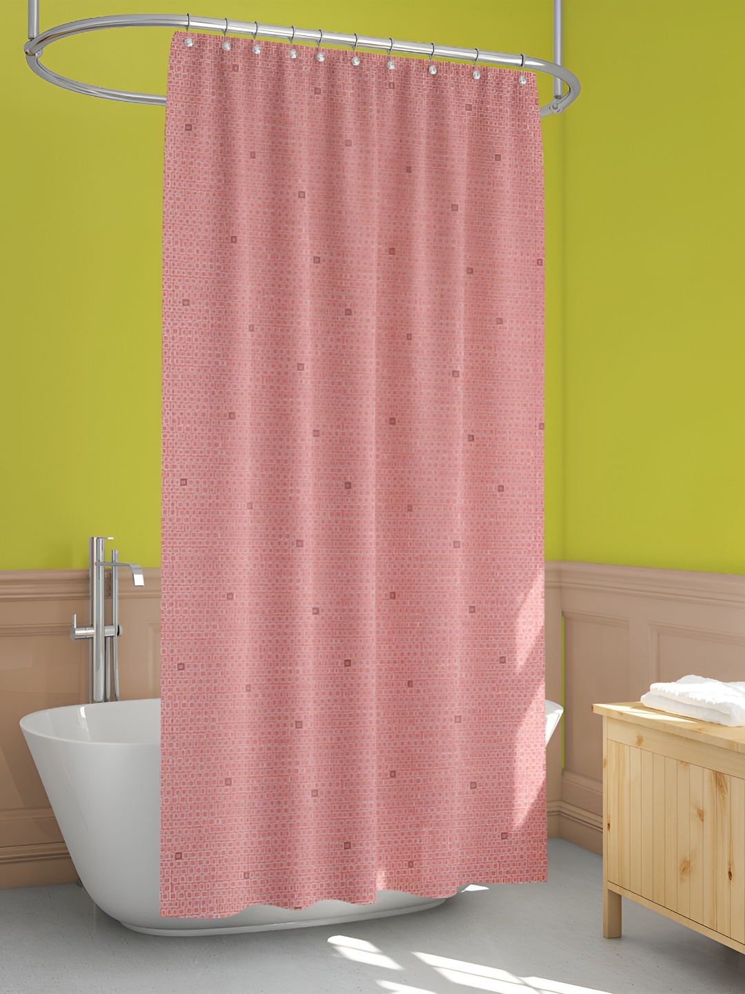 

ArtzFolio Pink & White Printed Waterproof Shower Curtains