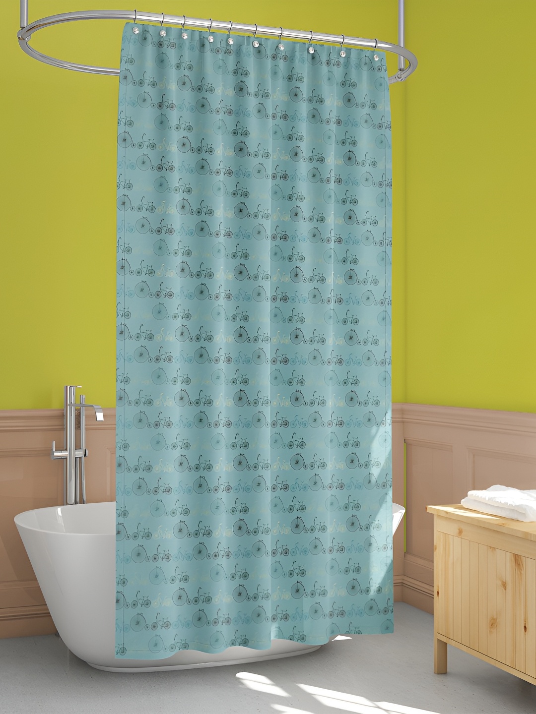 

ArtzFolio Blue & Black Printed Waterproof Shower Curtains