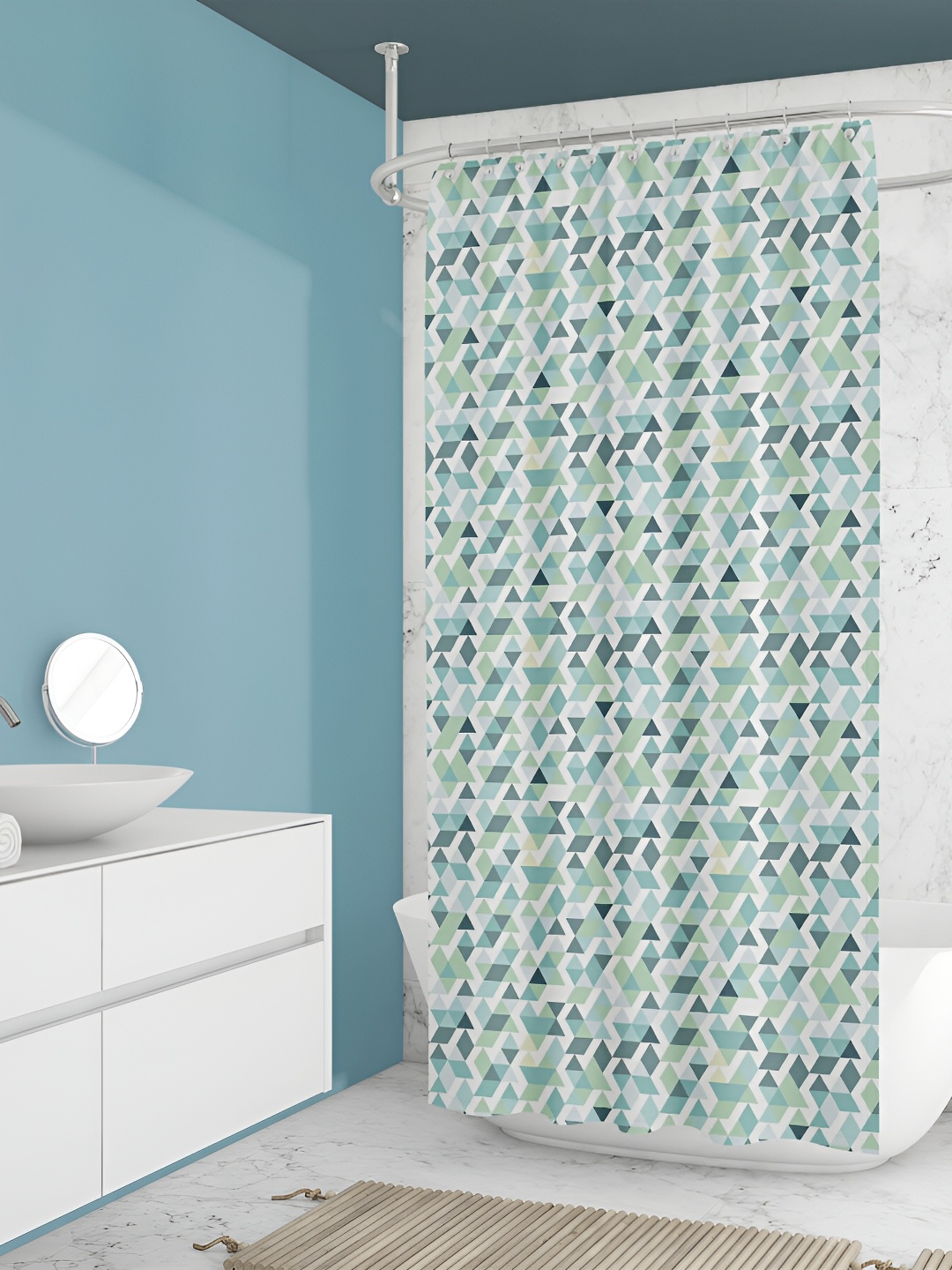 

ArtzFolio White & Green Printed Waterproof Shower Curtains
