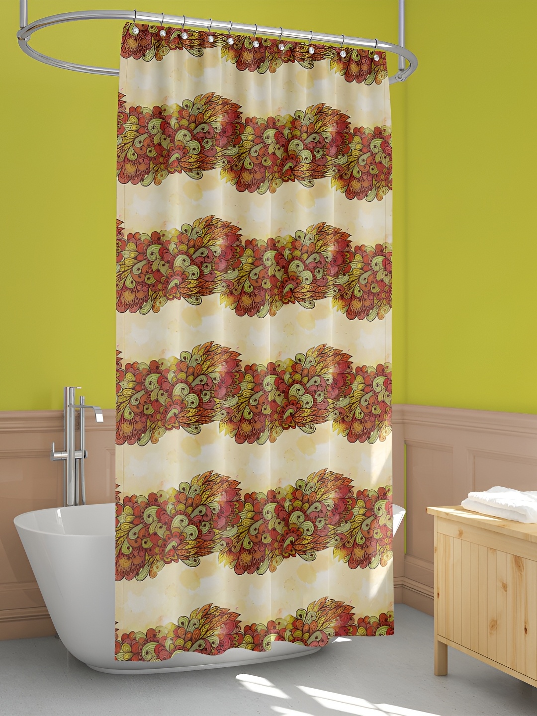 

ArtzFolio Green & Red Printed Waterproof Shower Curtains