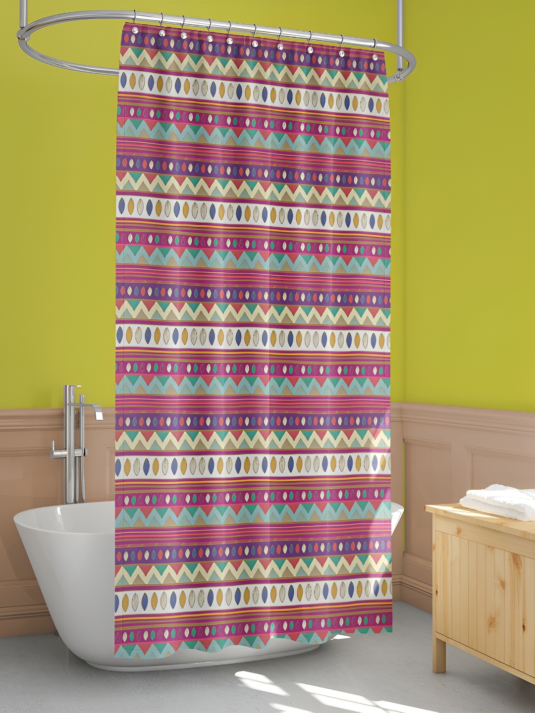 

ArtzFolio Purple & Beige Printed Waterproof Shower Curtains