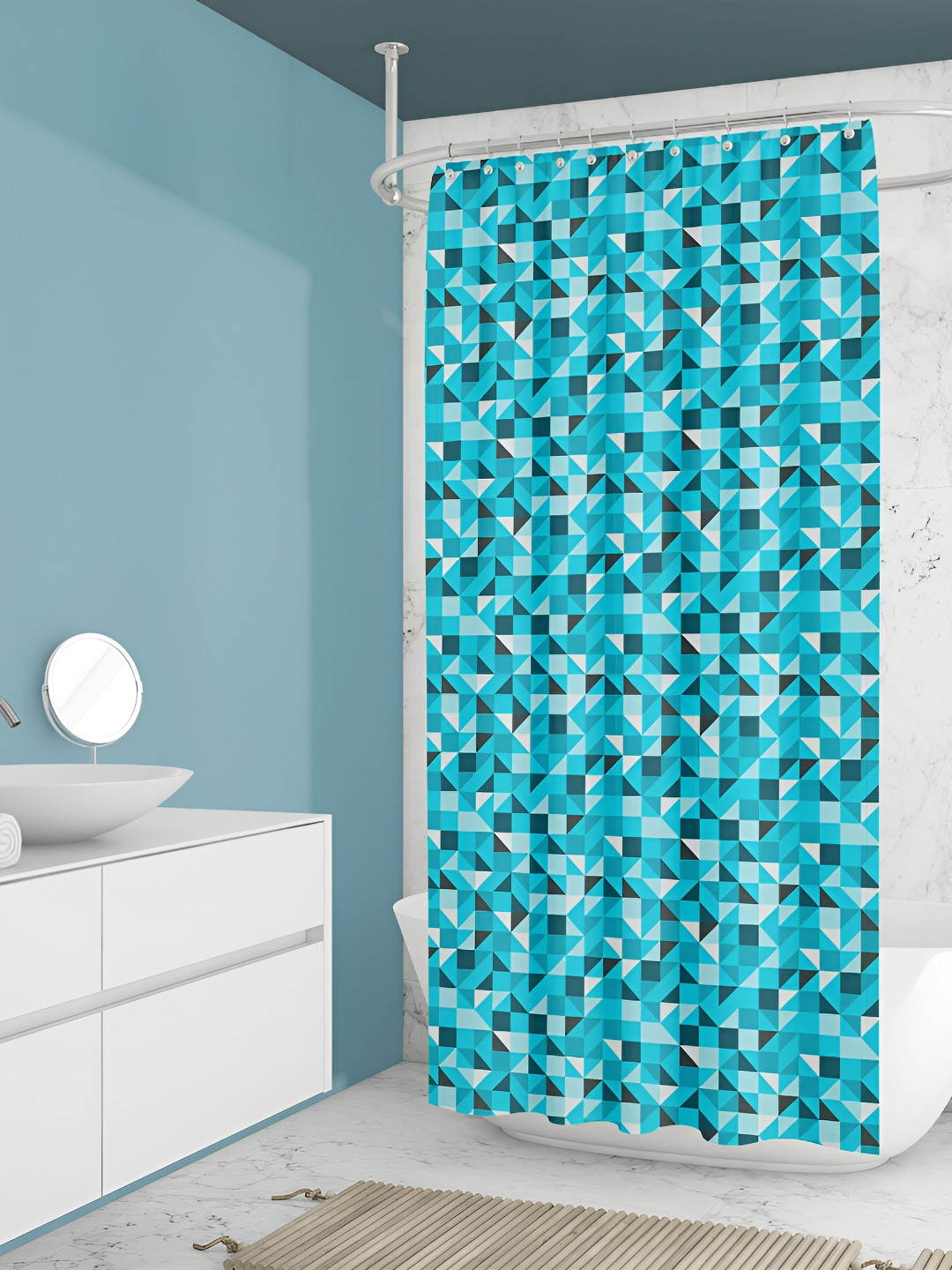 

ArtzFolio Blue Printed Waterproof Shower Curtains