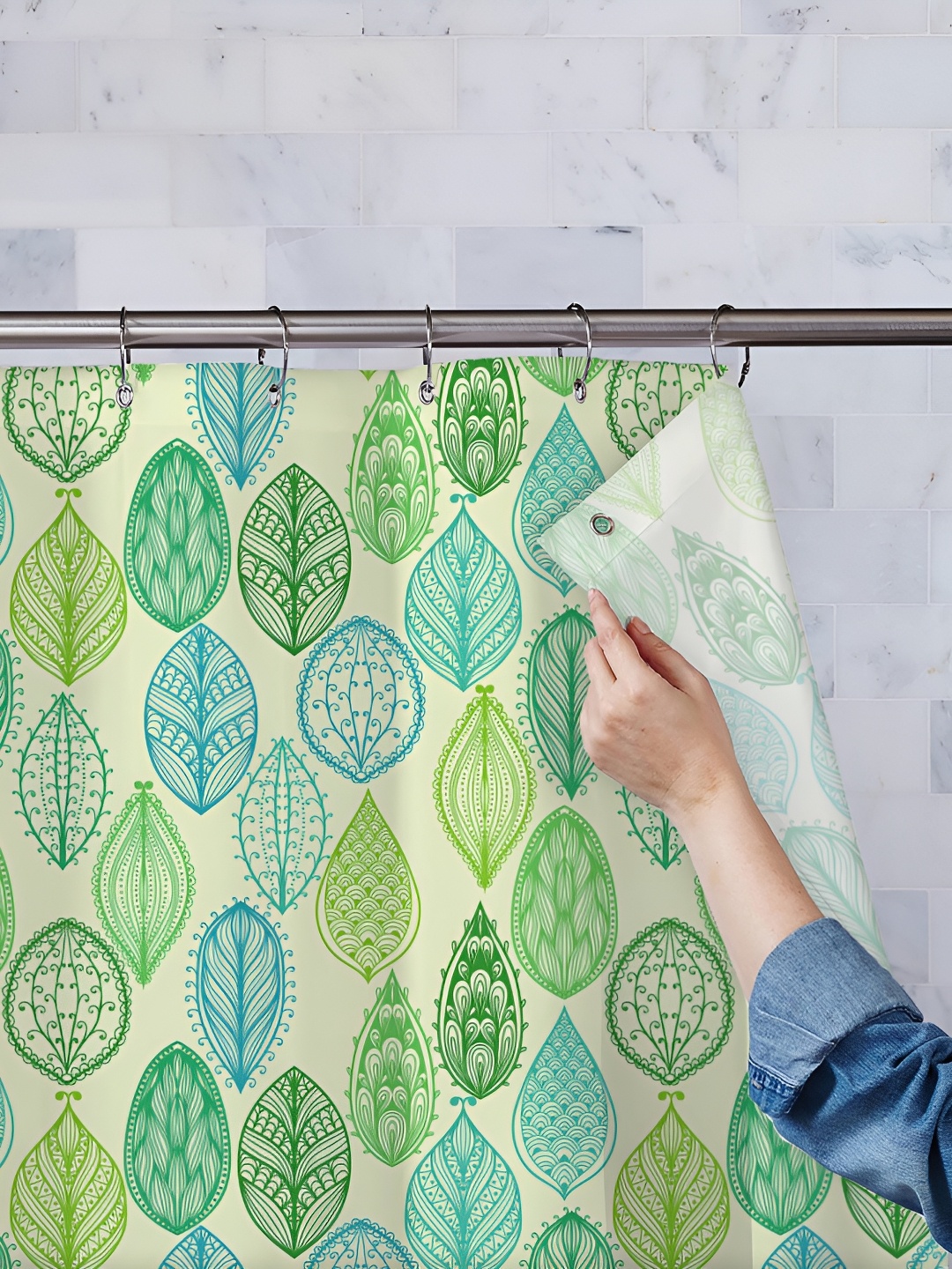 

ArtzFolio Green Printed Waterproof Shower Curtains