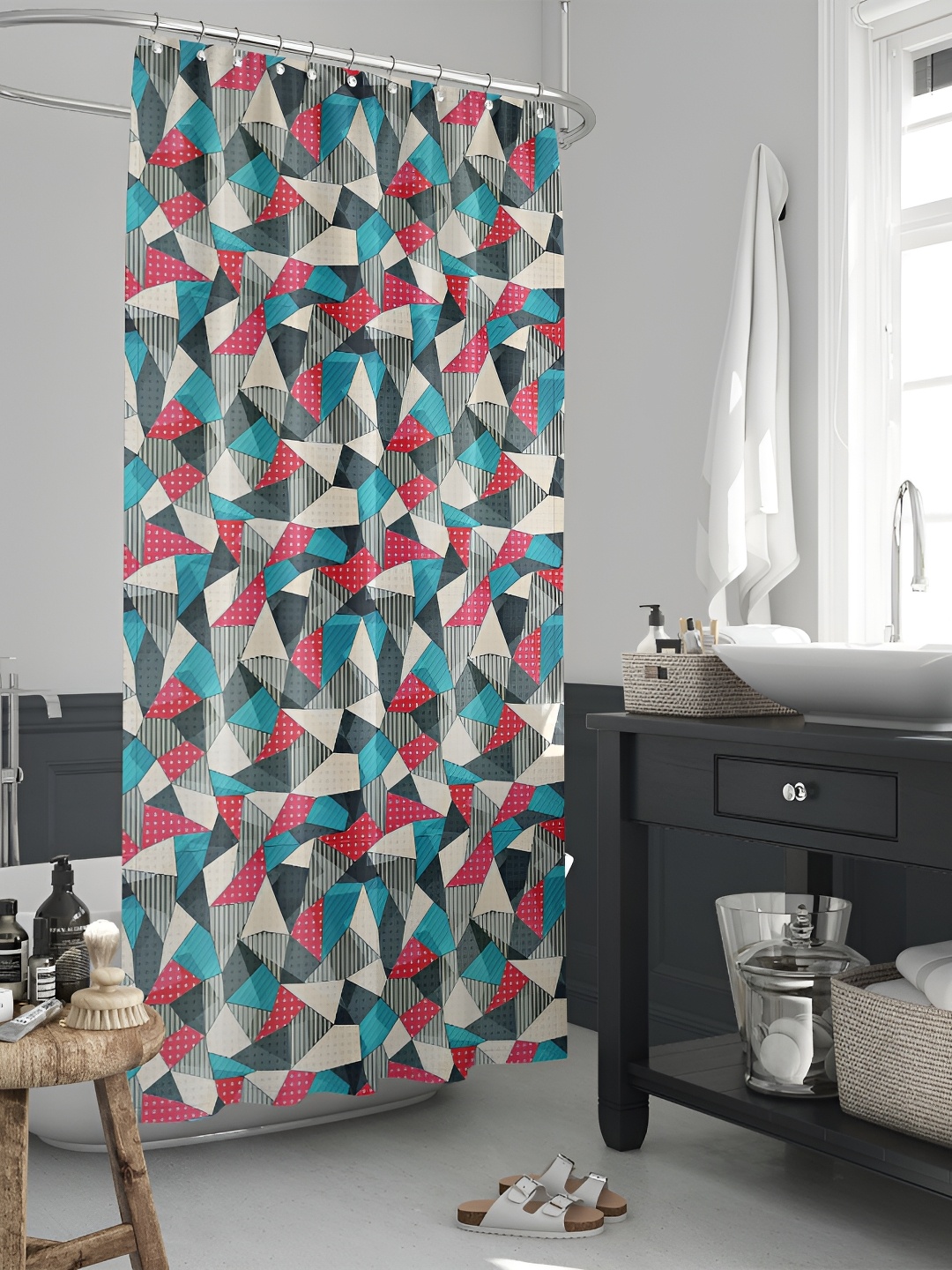 

ArtzFolio Blue & Pink Printed Waterproof Shower Curtains