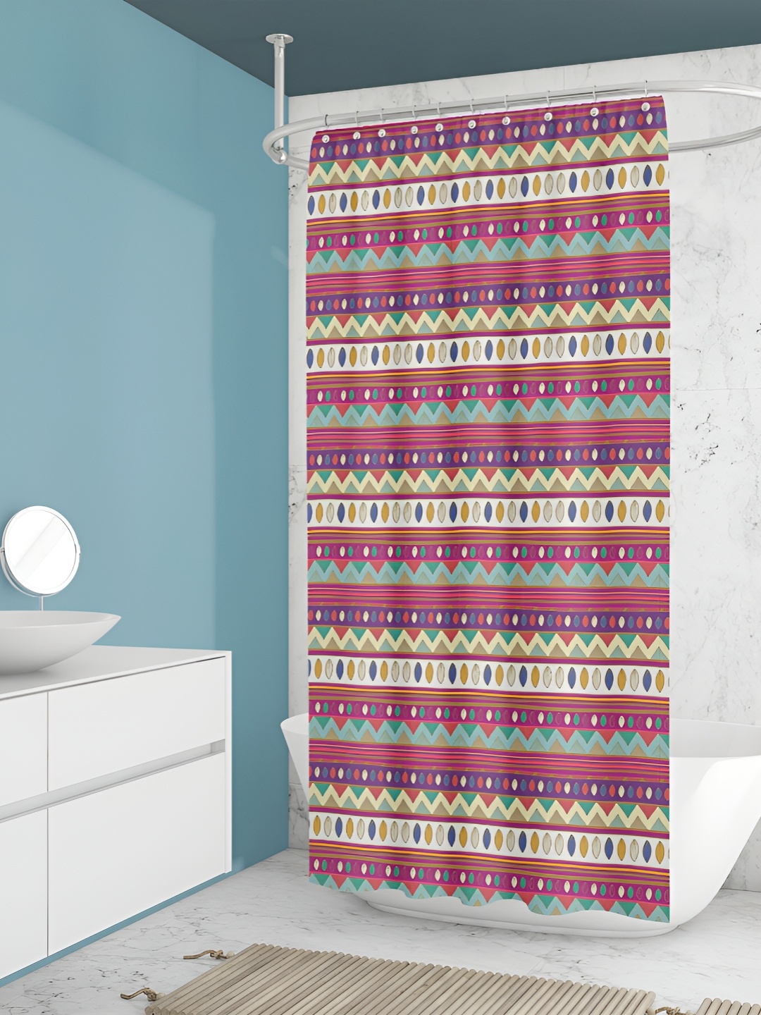 

ArtzFolio Purple & Blue Printed Waterproof Shower Curtains