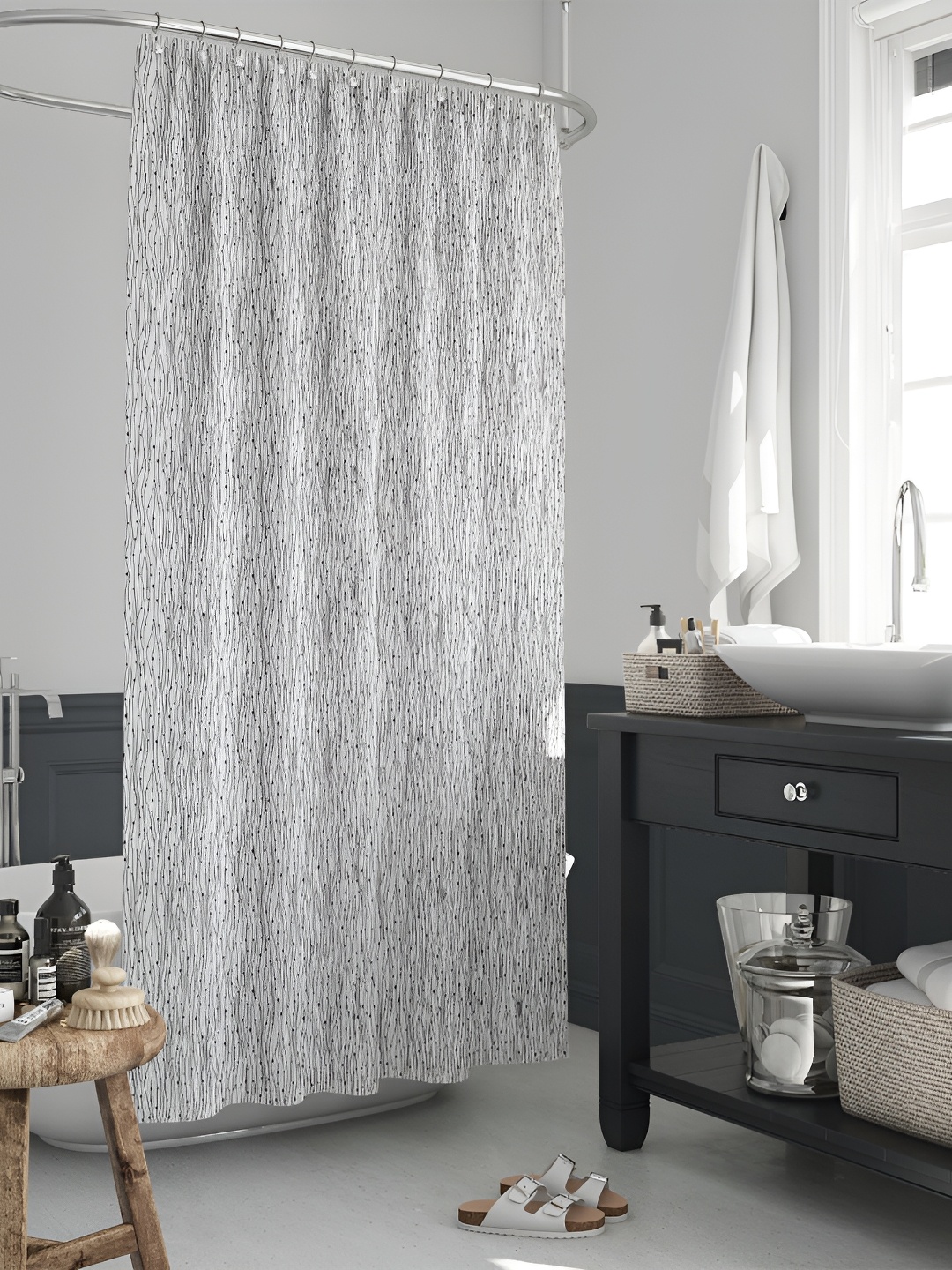 

ArtzFolio White & Black Printed Waterproof Shower Curtains