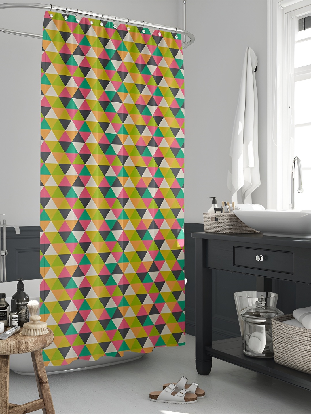 

ArtzFolio Yellow & Green Printed Waterproof Shower Curtains