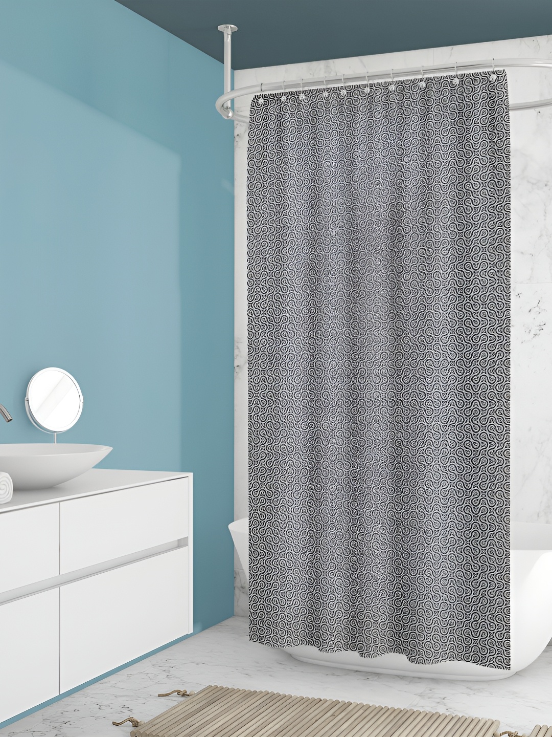 

ArtzFolio White & Grey Printed Waterproof Shower Curtains