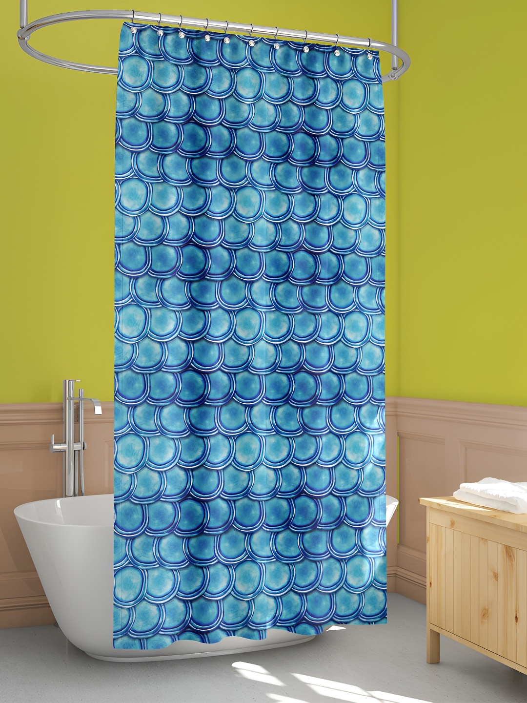 

ArtzFolio Blue Printed Waterproof Shower Curtains