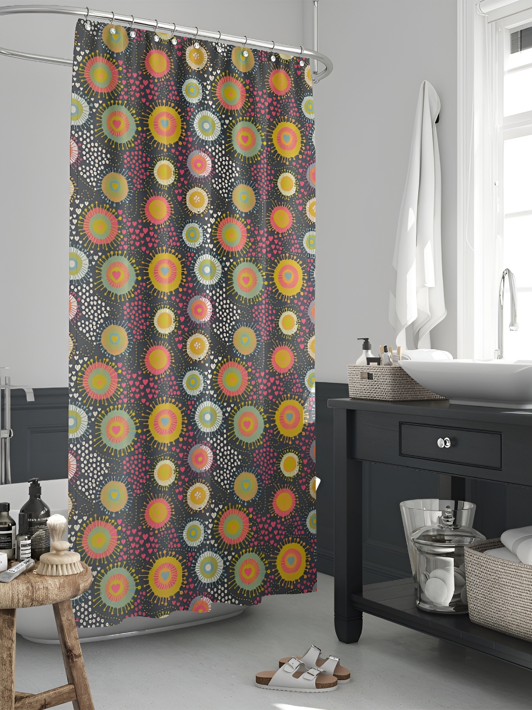 

ArtzFolio Black & Yellow Printed Waterproof Shower Curtains