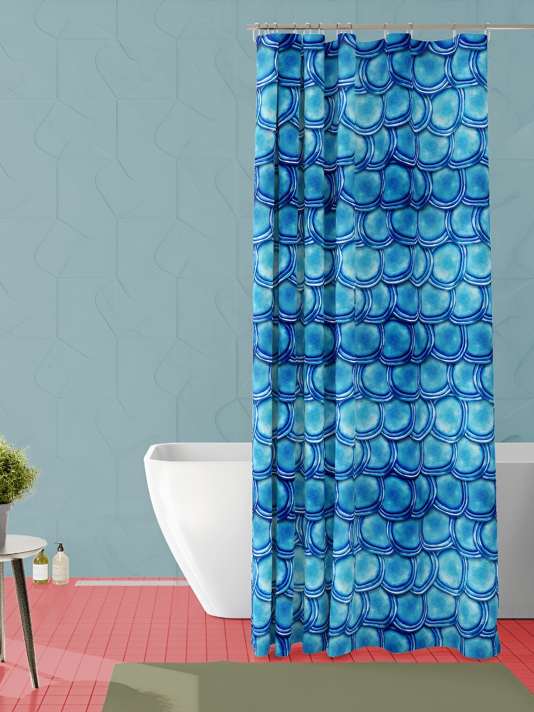 

ArtzFolio Blue Printed Waterproof Shower Curtain