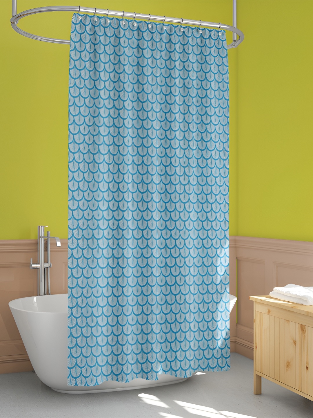 

ArtzFolio Blue & White Printed Waterproof Shower Curtains