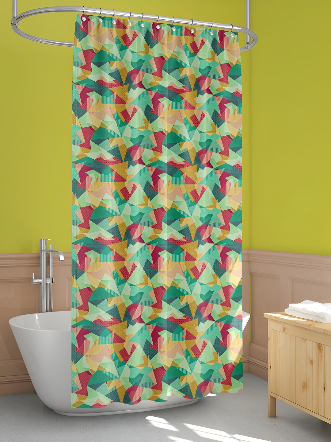 

ArtzFolio Green & Maroon Printed Waterproof Shower Curtains