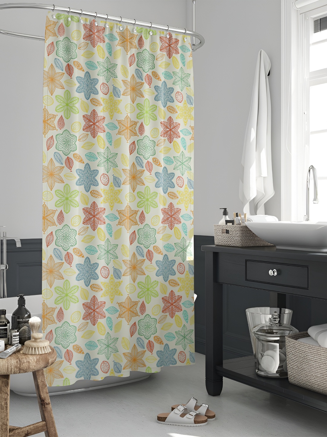 

ArtzFolio Red & White Printed Waterproof Shower Curtains