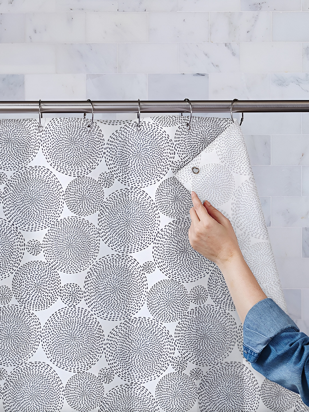 

ArtzFolio White & Black Printed Waterproof Shower Curtains