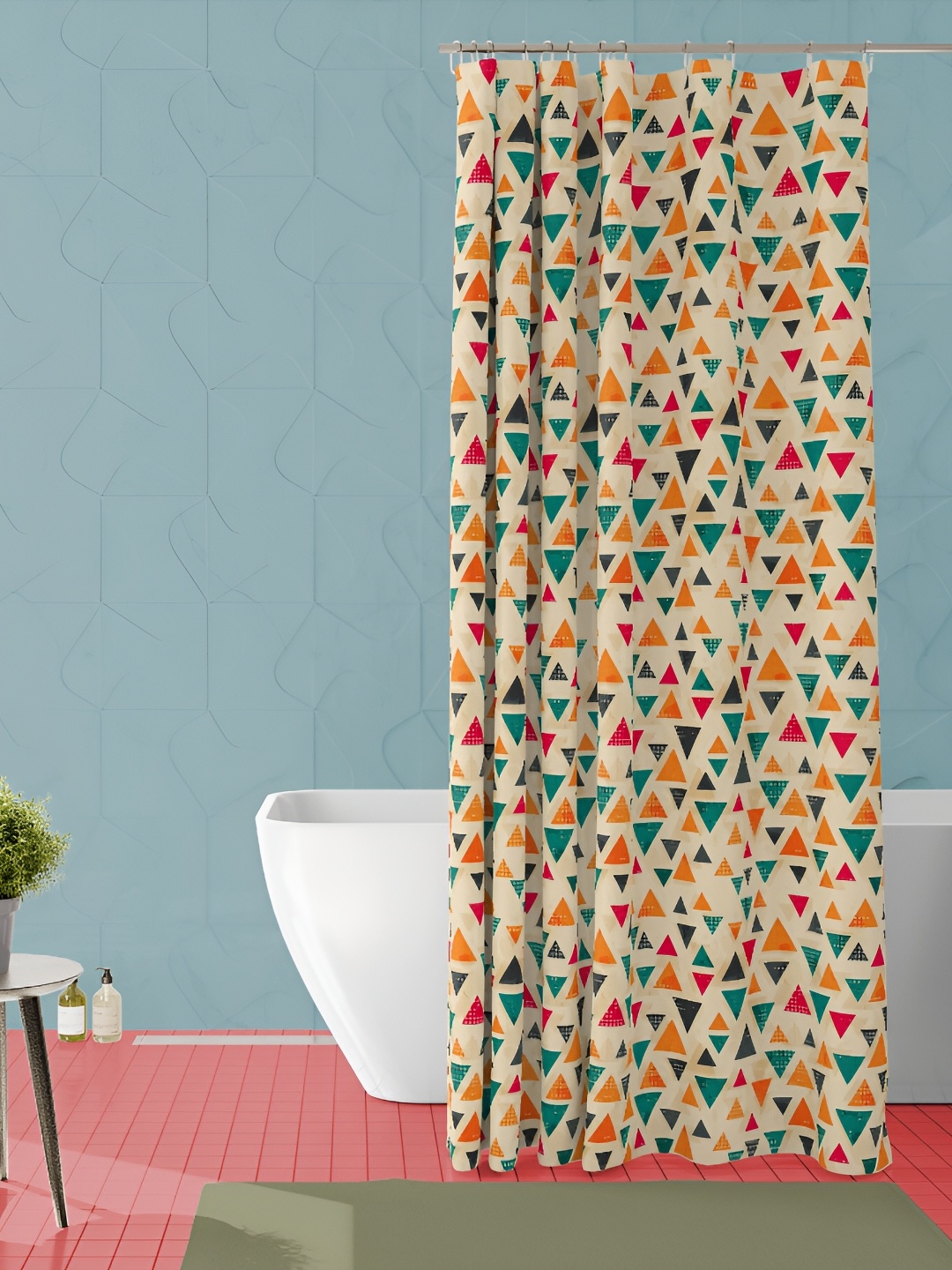 

ArtzFolio Beige & Green Printed Waterproof Shower Curtains