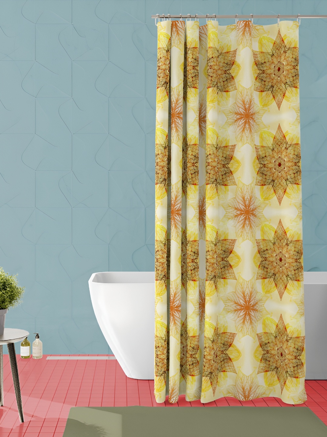 

ArtzFolio Yellow & Brown Printed Waterproof Shower Curtains