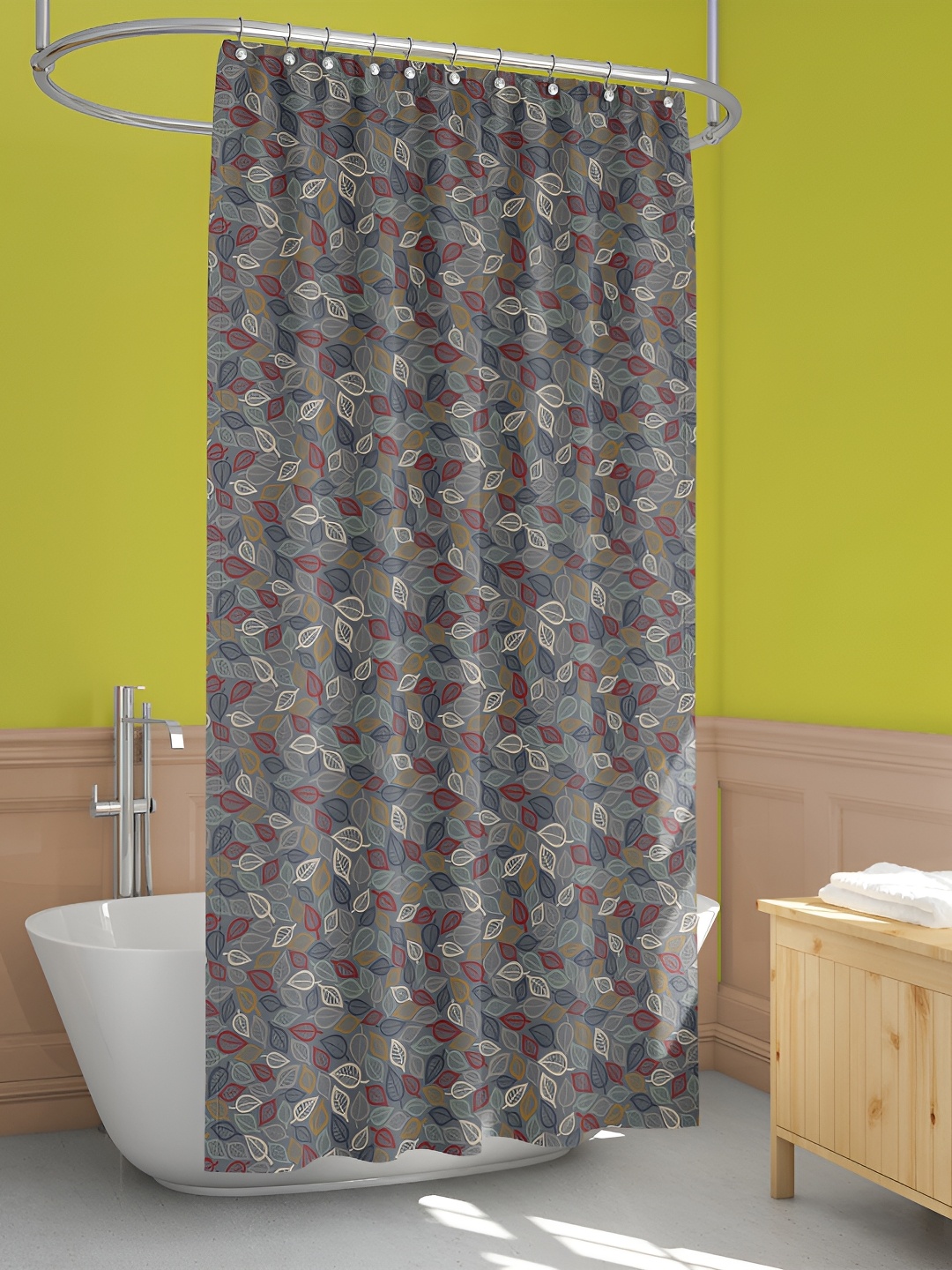 

ArtzFolio Grey & Red Printed Waterproof Shower Curtains